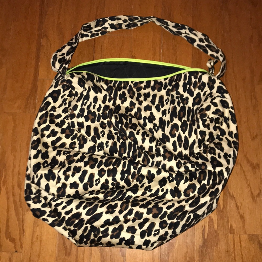 ASOS Leopard Print Travel Bag with Neon Yellow Trim